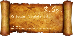 Krieger Szebáld névjegykártya